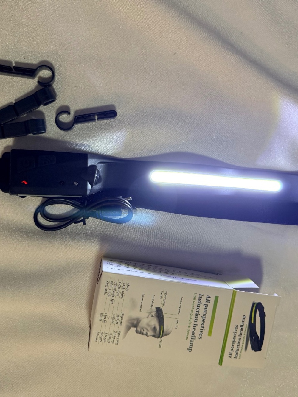 Rechargeable LED Headlamp COB XPE Motion Sensor Wide Beam USB Head Light